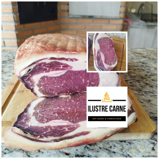 Kit embalagem para dry age Ilustre Carne - corte de carne maturada sobre tábua de bambu